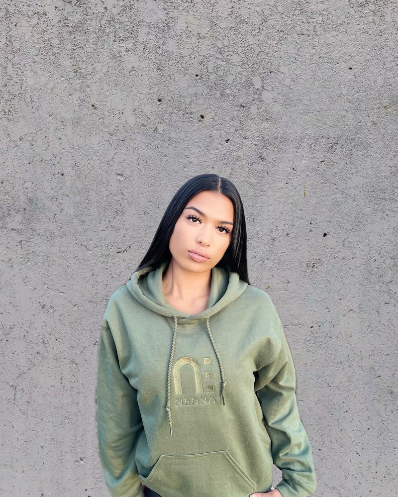 MILITARY GREEN HOODED SWEATSHIRT